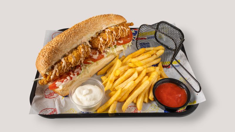 East Coast Crispy Chicken Sandwich — stacked and loaded